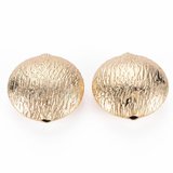 18k Gold Plated Brass textured oval tube bead 23x11m 2 pk-findings-Beadthemup