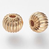 18k Gold Plated Brass Corrugated Rondel 4x3mm 10 pk-findings-Beadthemup