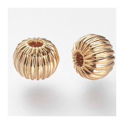18k Gold Plated Brass Corrugated Rondel 4x3mm 10 pk