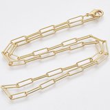 18k Gold Plated Brass Paperclip 12x3.5mm Chain Necklace-findings-Beadthemup