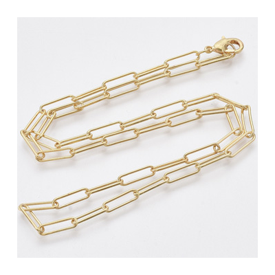 18k Gold Plated Brass Paperclip 12x3.5mm Chain Necklace