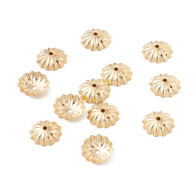 18k Gold Plated S.Steel fluted Cap 10mm 20 pk