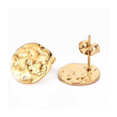 18k Gold Plated S.Steel stud with hole 12.5mm pair
