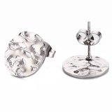 Platinum Plated S.Steel stud with hole 12.5mm pair-findings-Beadthemup