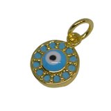 18k Gold plated Brass Evil Eye Pendant 10mm 2 pack-findings-Beadthemup