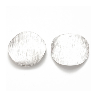 Platinum plated Brass curved flar round Pendant 25mm 2 pack