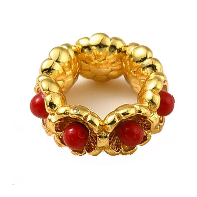 18k Gold Plated Brass RED rondel 11.5x5mm hole 2 pk