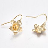 18k Gold plated Brass flower Earwire 21x16mm 1 pair-findings-Beadthemup