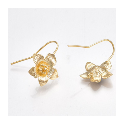 18k Gold plated Brass flower Earwire 21x16mm 1 pair