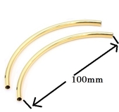 18k Gold plated Brass curve tube 3x100mm 2 pack-findings-Beadthemup