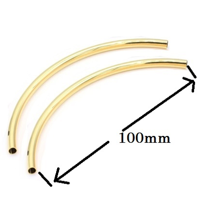 18k Gold plated Brass curve tube 3x100mm 2 pack