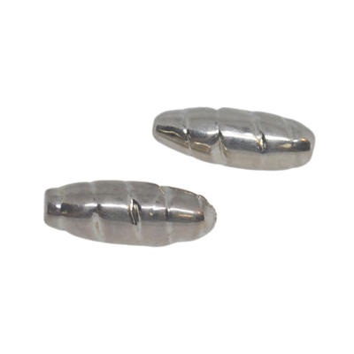 Silver plated resin bead olive  32x12mm 2 pack
