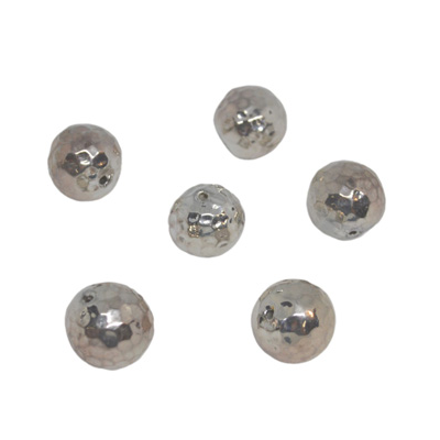 Silver plated resin bead Faceted Round  13mm 2 pack