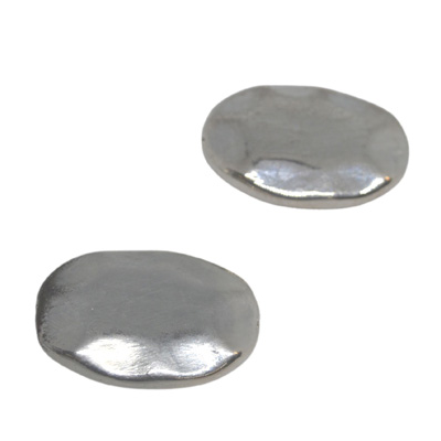 Silver plated resin bead Flat oval 35x25mm 1 pack