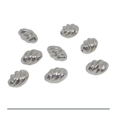 Silver plated resin bead twist olive 18x12mm 4 pack