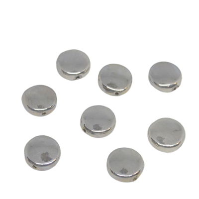 Silver plated resin bead flat round 12mm 10 pack