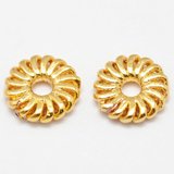 18k Gold Plated Brass Twist Daisy 9mm 2 pk-findings-Beadthemup