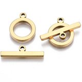 Golden Plated S.Steel Toggle 13.5mm RING 2 sets-findings-Beadthemup