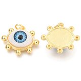 18k Gold plated Alloy Evil Eye Pendant 17x20mm 2 pack-findings-Beadthemup