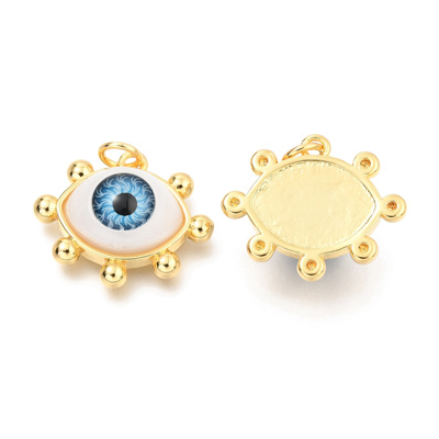 18k Gold plated Alloy Evil Eye Pendant 17x20mm 2 pack