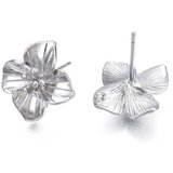 Platinum plated Brass S.SILVER PIN Flower stud 11mm 1 pair with back-findings-Beadthemup