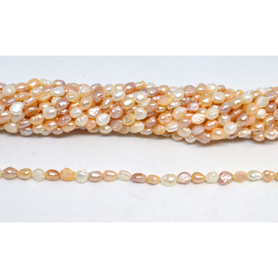 Fresh Water Pearl 4-5x5mm Baroque natural multi-colour strand 65 beads
