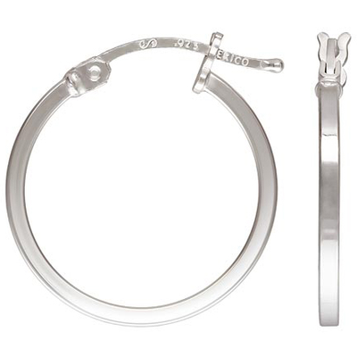 Sterling Silver Square Hoop 1.5x20mm 1 pair