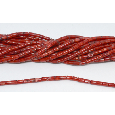 Coral Red Tube 4x6mm strand 67 beads