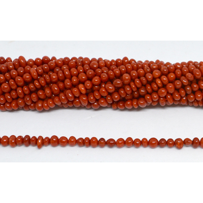 Coral Red Rondel nugget approx 5x3mm strand 125 beads