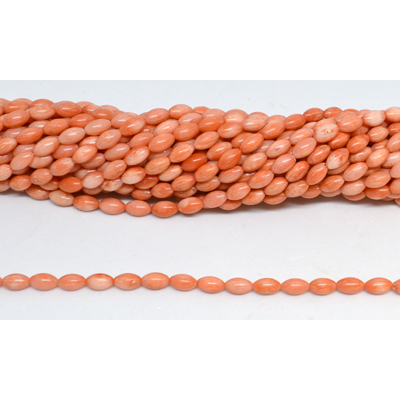 Coral Apricot Rice 3x6mm strand 66 beads
