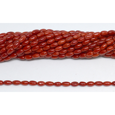 Coral Red Rice 4x8mm strand 62 beads