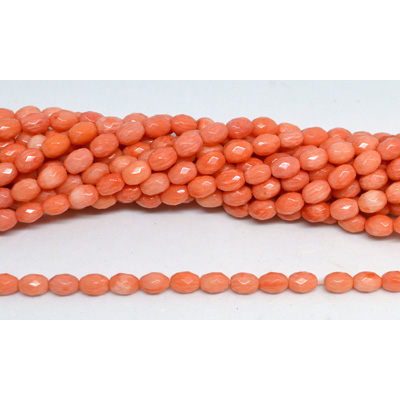 Coral Apricot Faceted Barrel 5x7mm Strand 60 beads