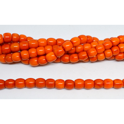 Coral Orange Barrel Approx 9x10mm strand 41 beads