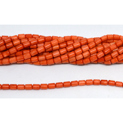 Coral Orange Tube 4x6mm strand 69 beads