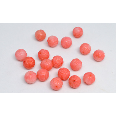 Coral Apricot Carved round 8mm EACH BEAD