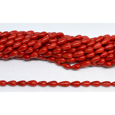 Coral Red Teardrop approx 9x4mm Strand 45 beads
