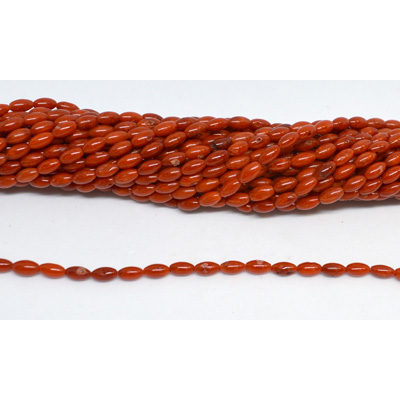 Coral Red Olive 4x6mm strand 68 beads