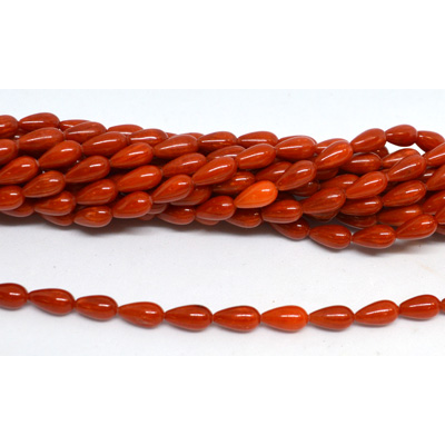 Coral Red Teardrop 9x4mm Strand 48 beads