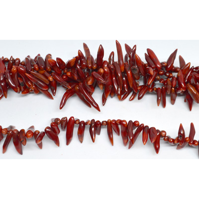 Coral Red Top drill Chill approx 15x8mm strand 79 beads