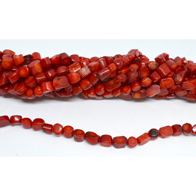 Coral Red Nugget approx 8x4mm strand 52 beads