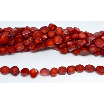 Coral Red Nugget approx 13x6mm strand 38 beads 50cm