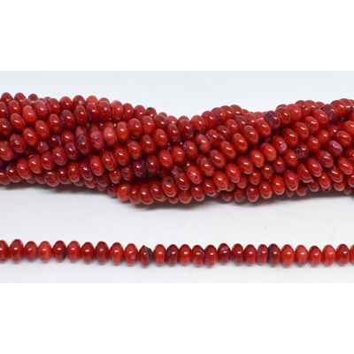 Coral Red Saucer 6x4mm strand 100 beads