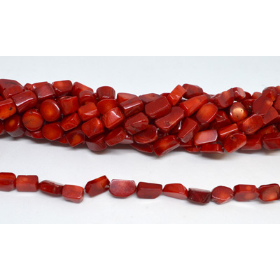 Coral Red Nugget approx 12x7mm strand approx 40 beads