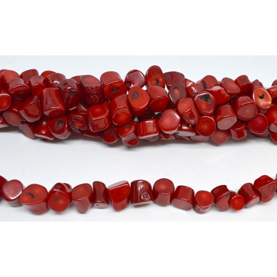 Coral Red Stick side drill approx 11x8mm approx 40 beads