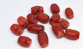 Coral Red Carved Barrel approx 16x14mm EACH BEAD-beads incl pearls-Beadthemup