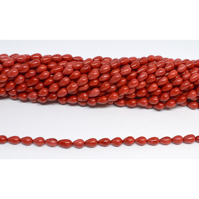 Coral Red Teadrop 5x7mm strand 46 beads