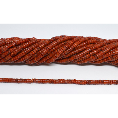 Coral Red Heshi approx 2x4mm strand 200 beads