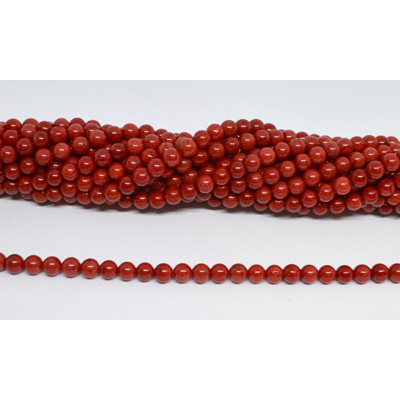 Coral Red round 6mm strand 73 beads