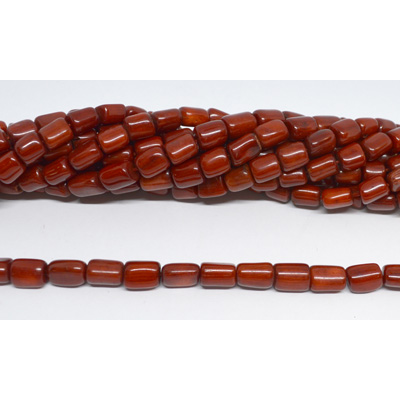 Coral Red Nugget Tube approx 7x10mm strand 50 beads