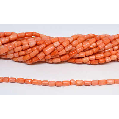 Coral Apricot Nugget Tube approx 4x7mm strand 55 beads